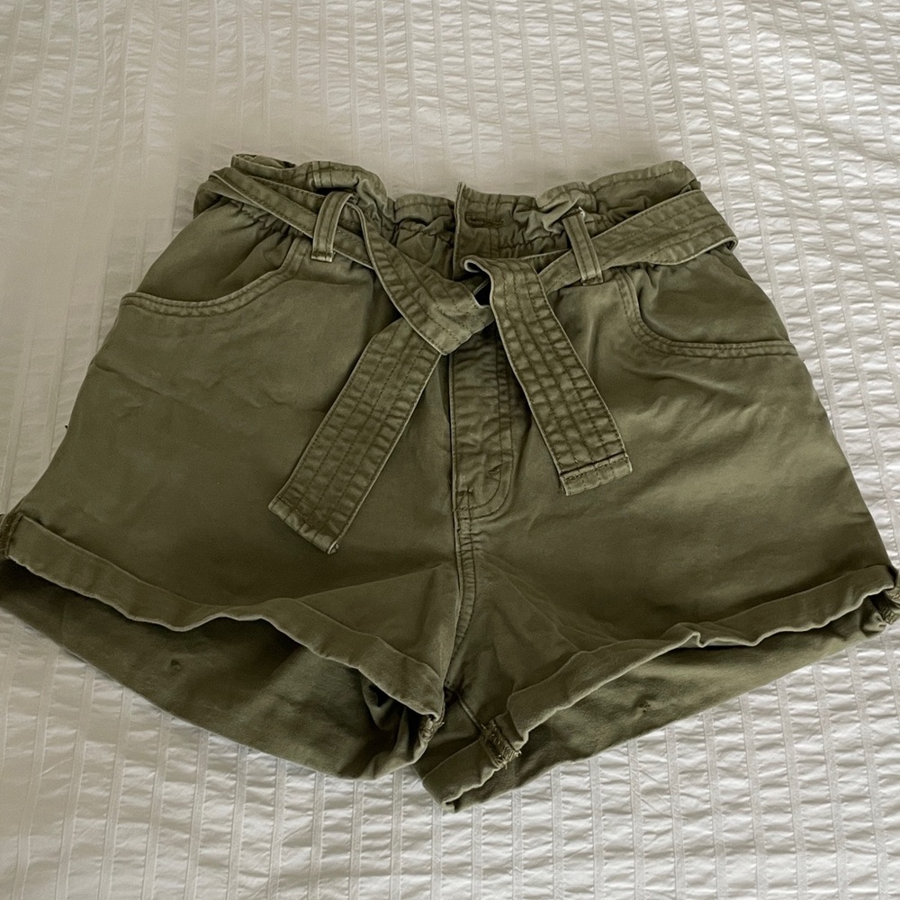 Olive Green High Waisted Shorts